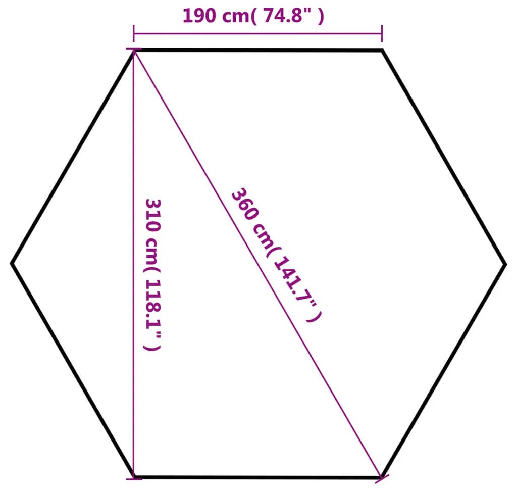 Tenda festas pop-up hexagonal, 6 paredes, cinzento 3,6x3,1m