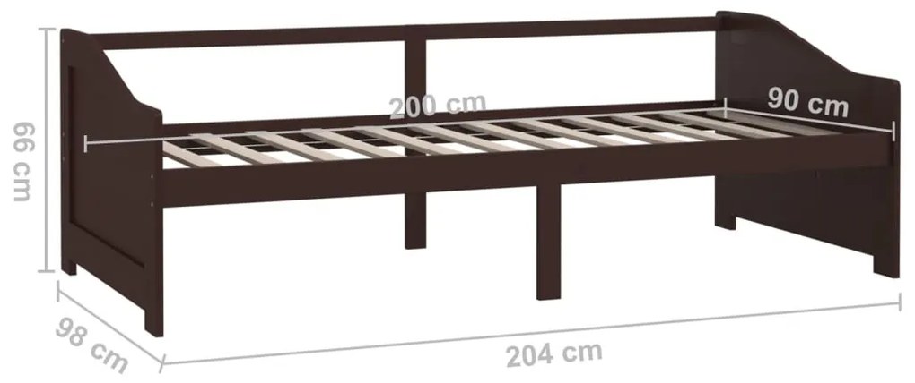 Sofá-cama de 3 lugares 90x200 cm pinho maciço castanho-escuro