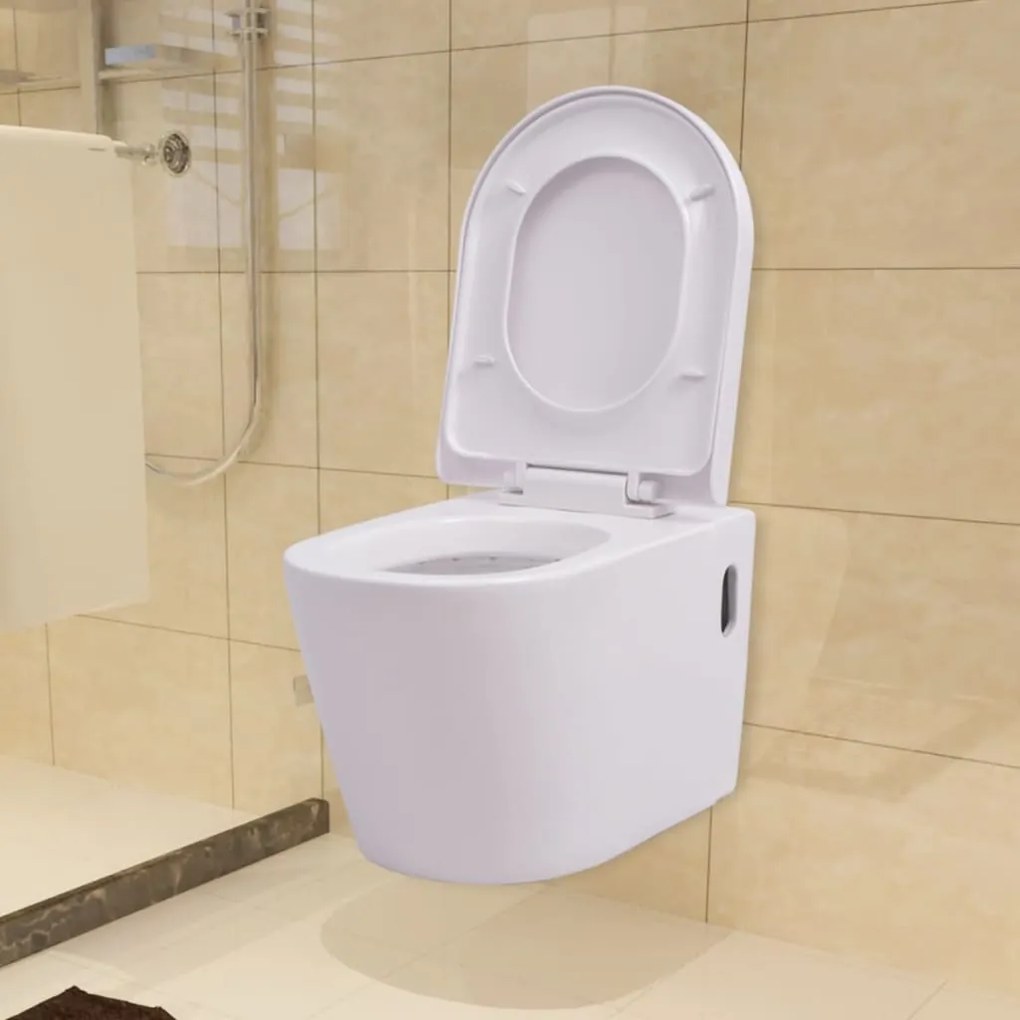 244270 vidaXL Sanita de pendurar na parede em cerâmica, branco