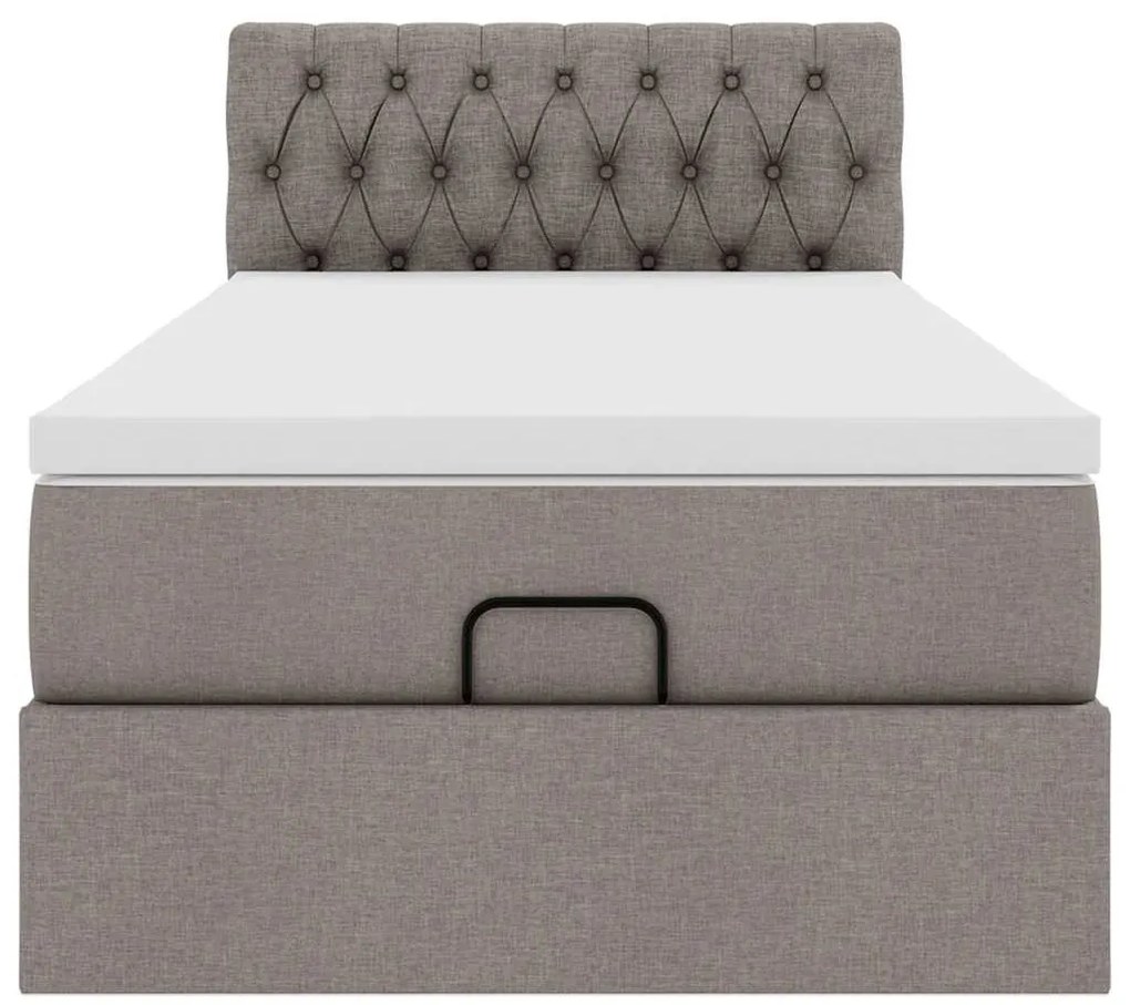 Cama otomana com colchão 100x200 cm tecido cinza