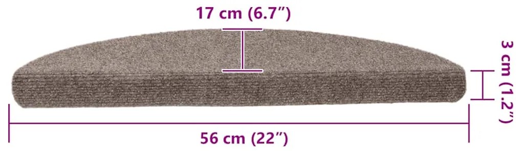 Tapetes de escada autoadesivos 5 peças 56x17x3 cm bege semicircular