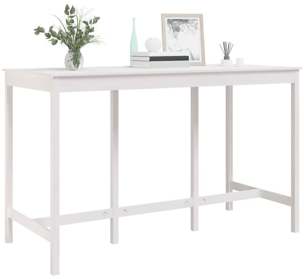 Mesa de bar 180x80x110 cm madeira de pinho maciça branco