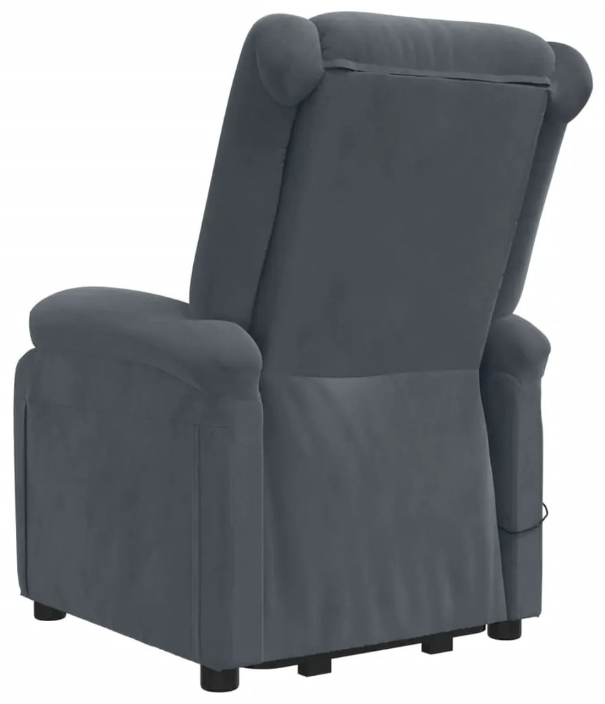 Poltrona de massagens elevatória veludo cinzento-escuro