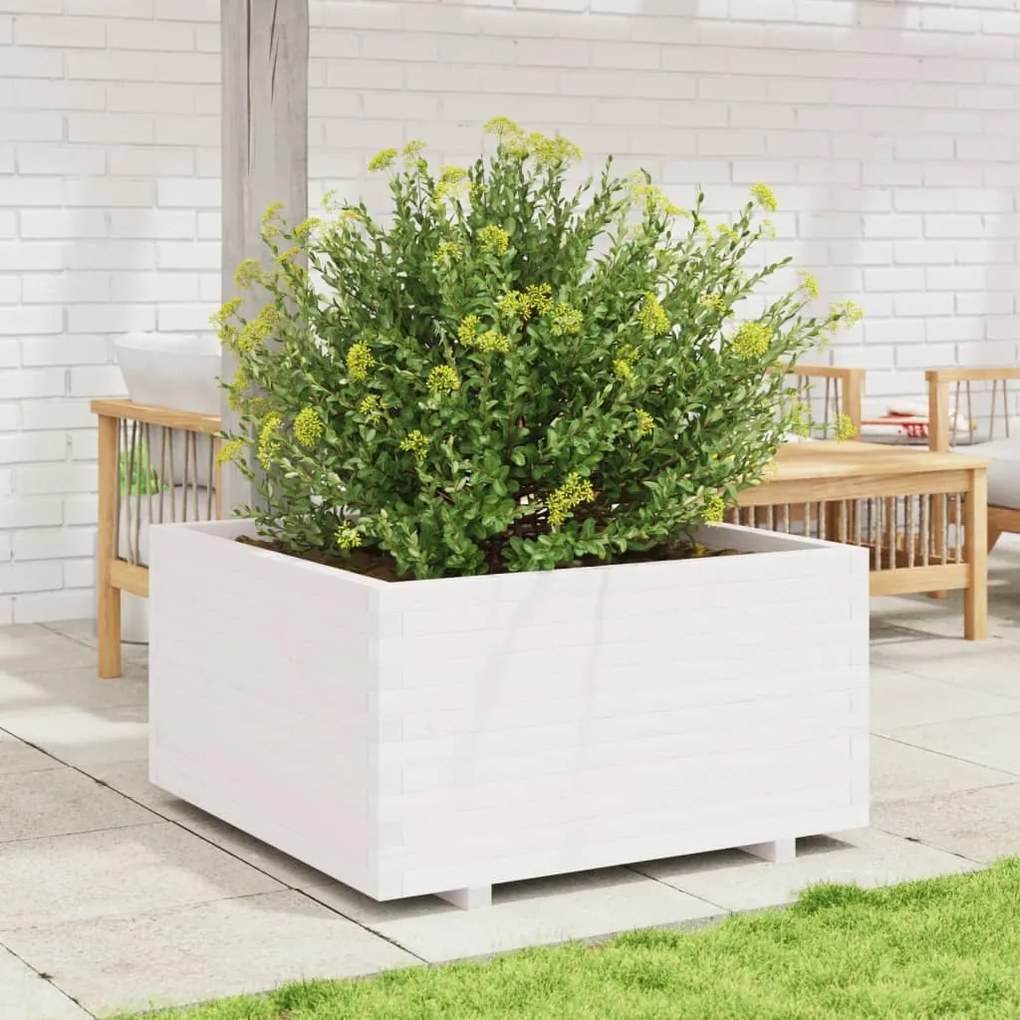 Vaso/floreira de jardim 90x90x49,5 cm pinho maciço branco