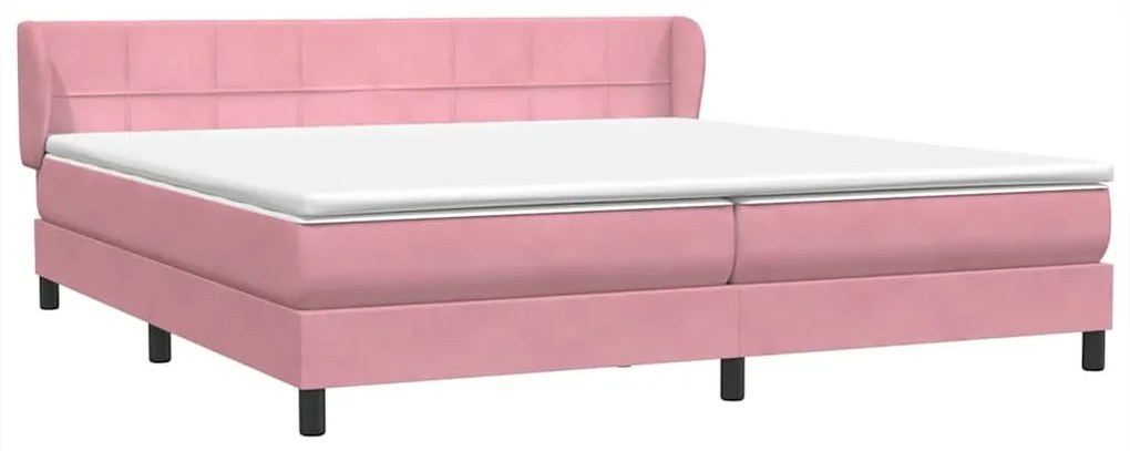Cama com molas/colchões 180x220 cm veludo rosa