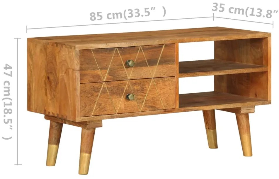 Móvel de TV 85x35x47 cm madeira de mangueira maciça