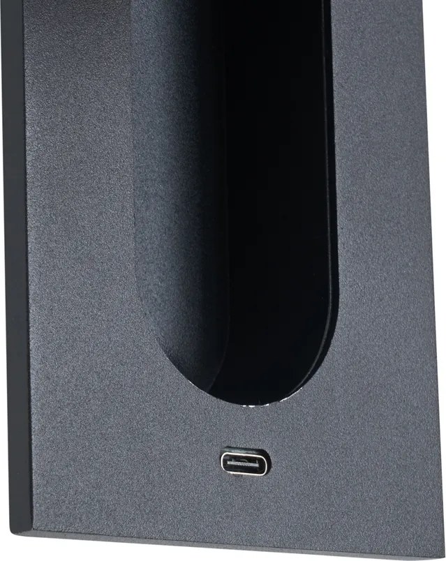 Conjunto de 2 candeeiros de parede modernos pretos com LED e porta USB-C - Hilton