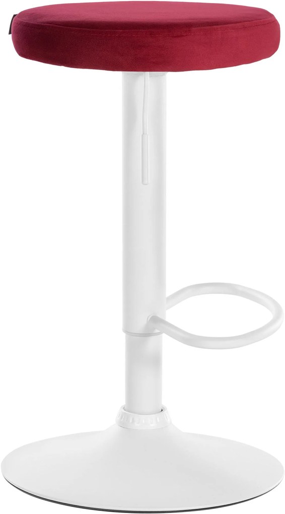 Banco de bar Ponte em veludo e com estrutura branca 38,5 x 60-81 x 38,5 cm Vermelho
