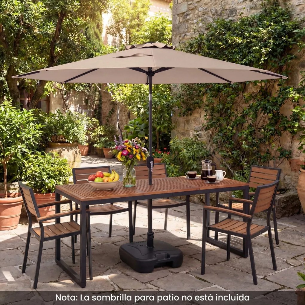 Base quadrada recarregável para guarda-sol de jardim pesado (27 kg) com 3 adaptadores para postes de 33/38/48 mm Preta