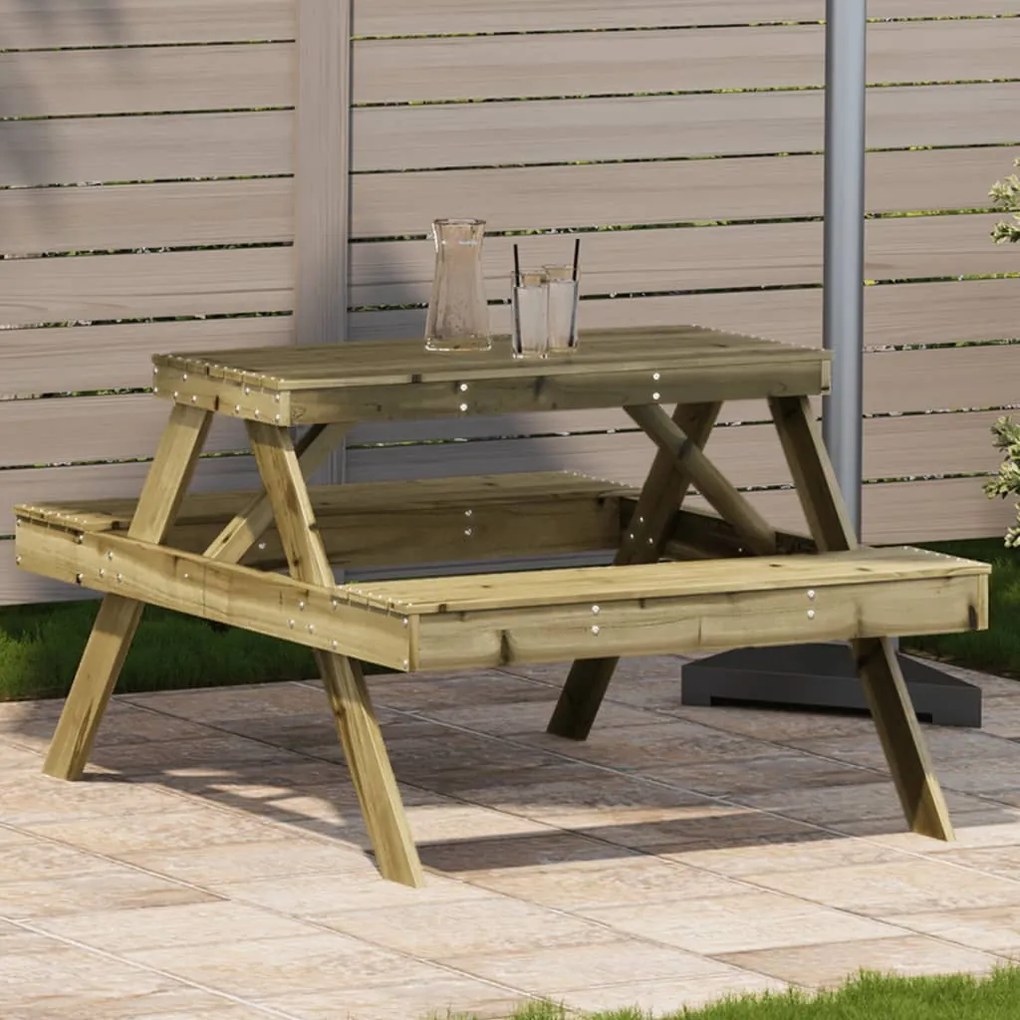 vidaXL Mesa de piquenique 105x134x75 cm madeira de pinho impregnada
