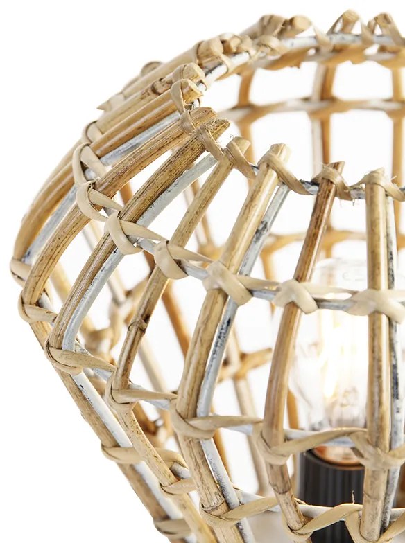 Candeeiro de mesa rústico bambu com branco - Canna Diamond