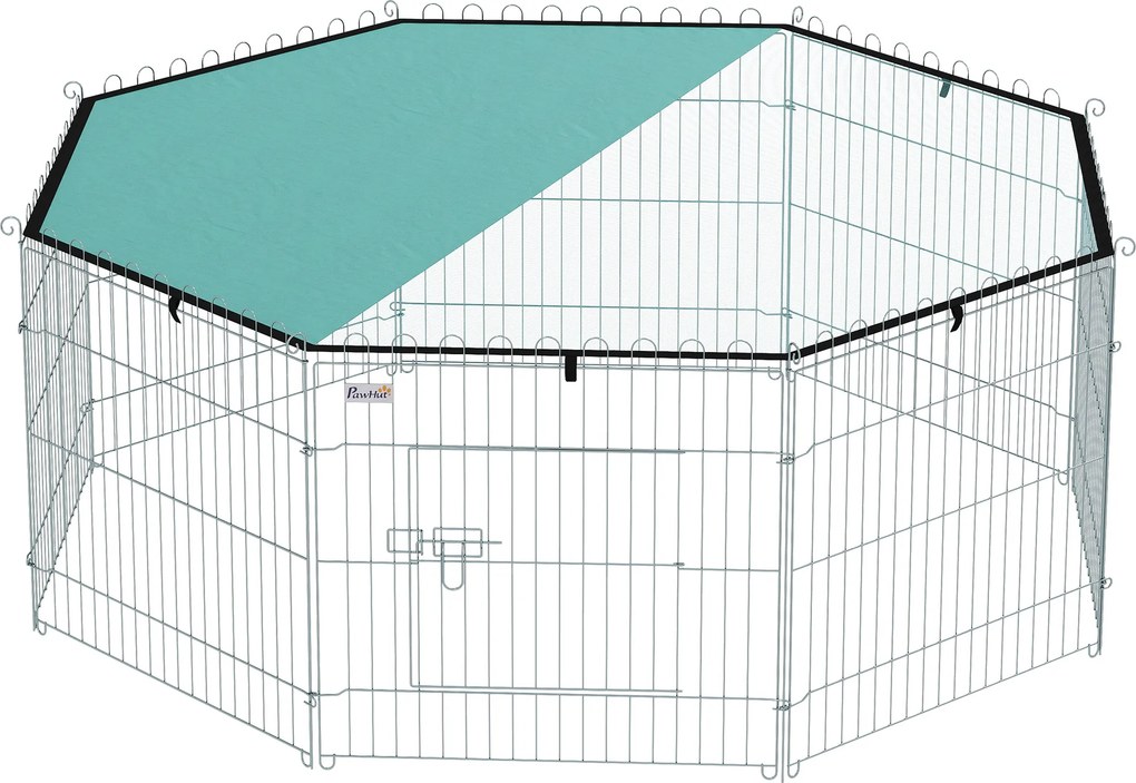 PawHut Parque para Cães de 8 Painéis com Cobertura 155x155x60 cm Cercado Metálico para Cachorros Design Personalizável Porta Verde | Aosom Portugal