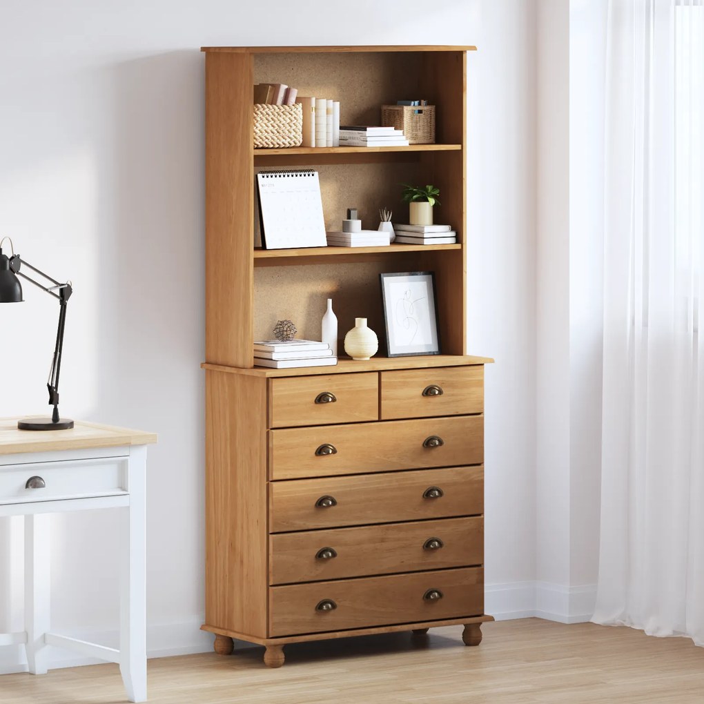 Hutch “ASKIM” Castanho 91x40x199.5 cm Madeira Maciça Pinus