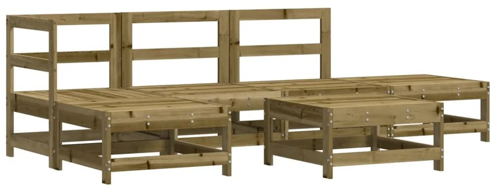 6 pcs conjunto lounge de jardim c/ almofadões pinho impregnado