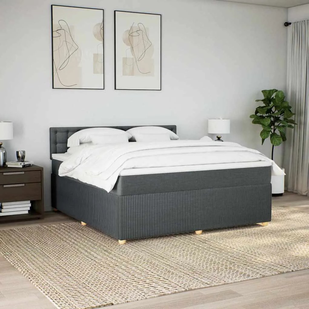 Cama com molas/colchão 180x200 cm tecido cinzento-escuro