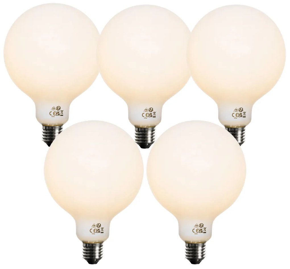 Conjunto de 5 lâmpadas LED E27 reguláveis Opal G125 5W 450 lm 2700K