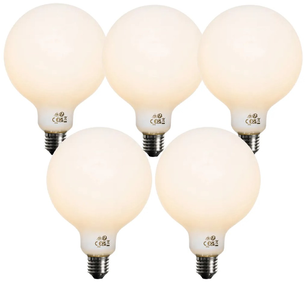 Conjunto de 5 Lâmpadas LED E27 Reguláveis Opala G125 5W 450 lm 2700K
