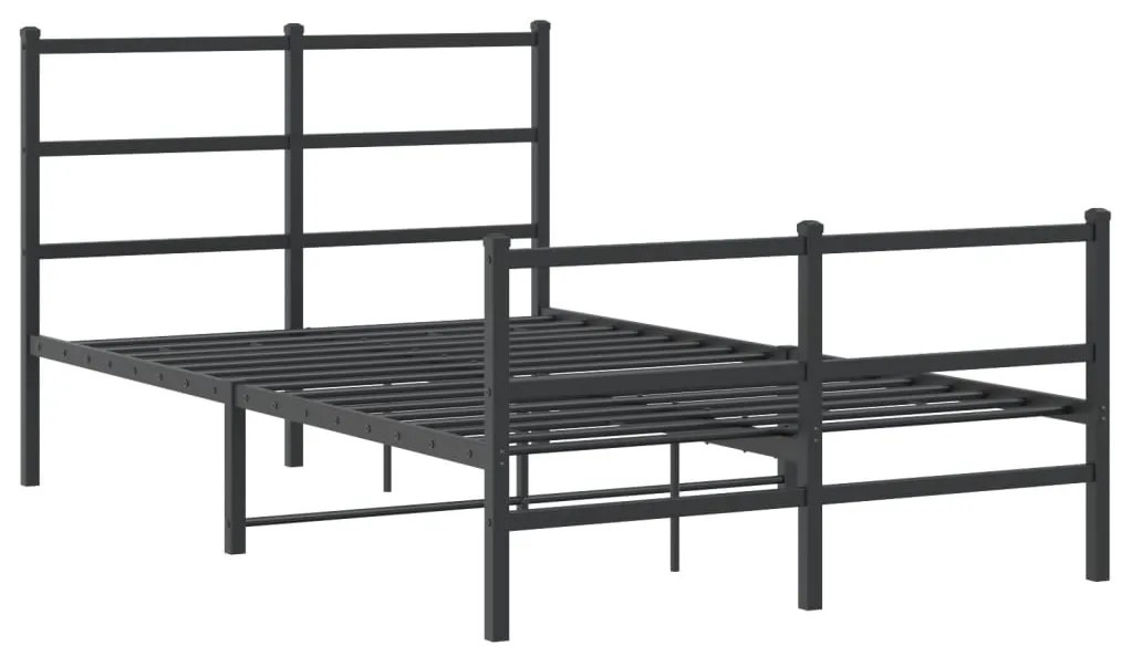 Estrutura de cama com cabeceira e pés 120x200 cm metal preto
