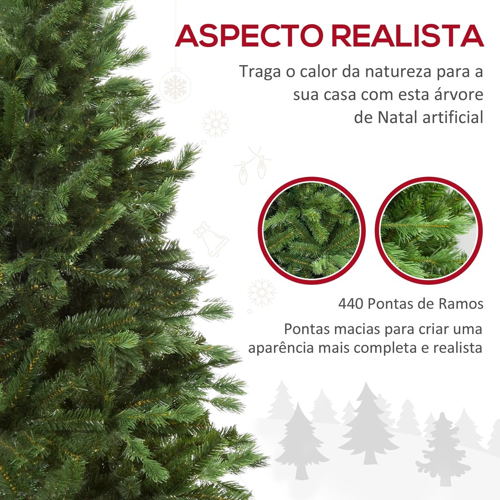 Árvore Artificial de Natal 150cm com Base Dobrável 440 Galhos PE Tride