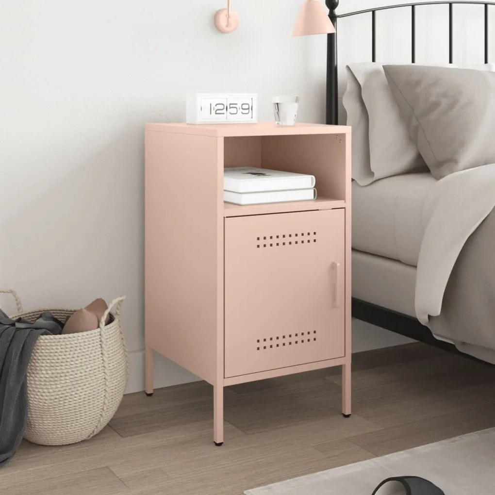 Mesa de cabeceira 36x39x68 cm aço rosa