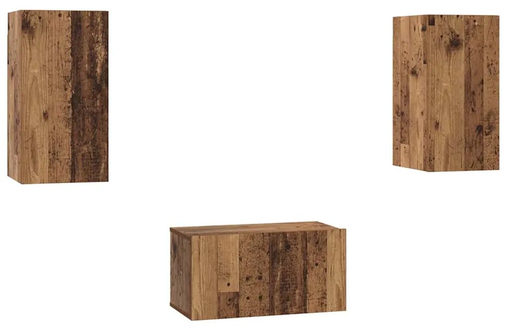 Conjunto de móvel de TV 3 pcs Madeira antiga 60 x 30 x 30 cm