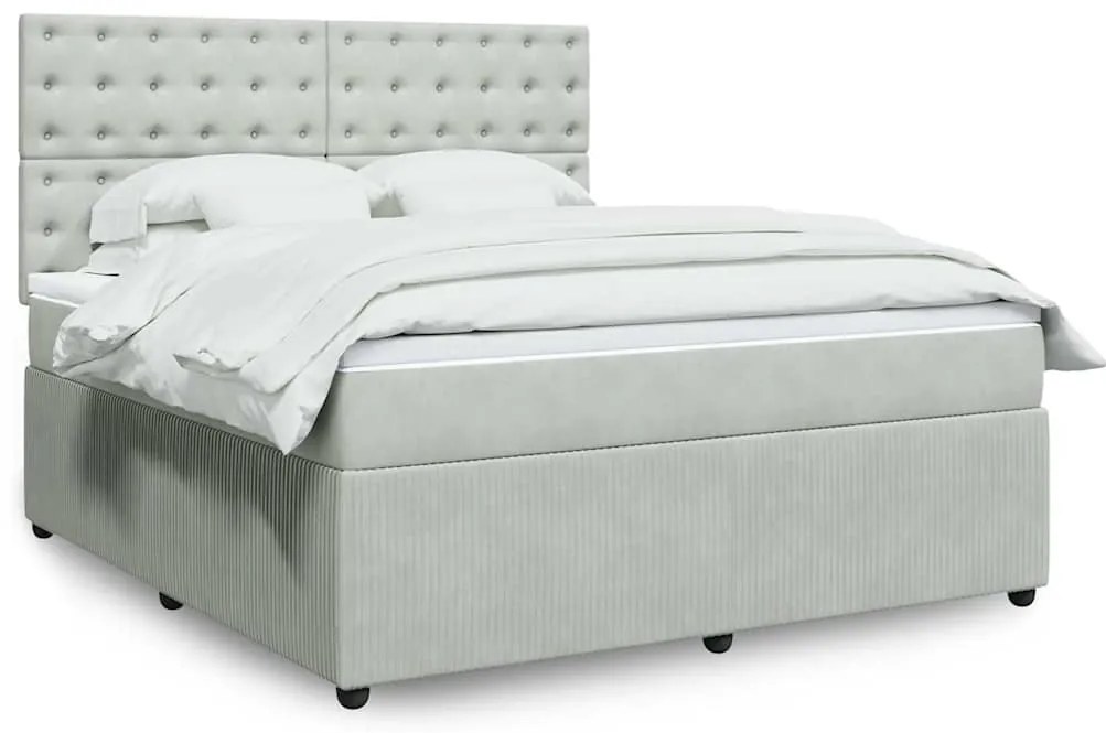 vidaXL Cama com molas/colchão 180x200 cm veludo cinzento-claro