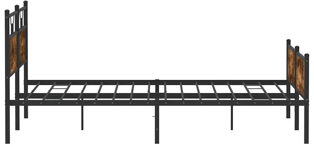 Estrutura de cama sem colchão 183x213cm metal carvalho fumado