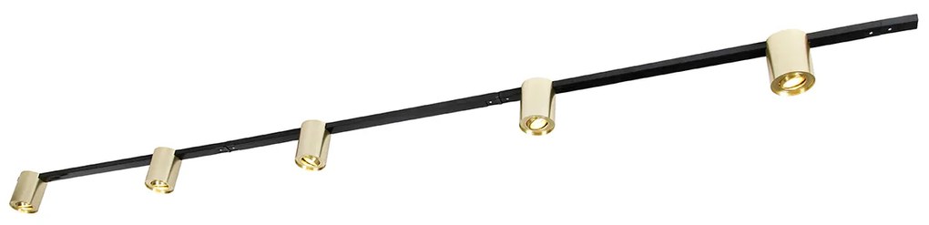 Sistema trilho dourado e preto com 5 focos monofásico - Rondoo Up Moderno