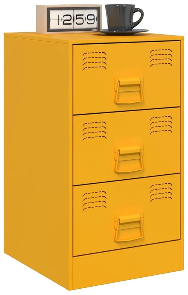Mesas de cabeceira 2 pcs 34,5x39x62 cm aço amarelo mostarda