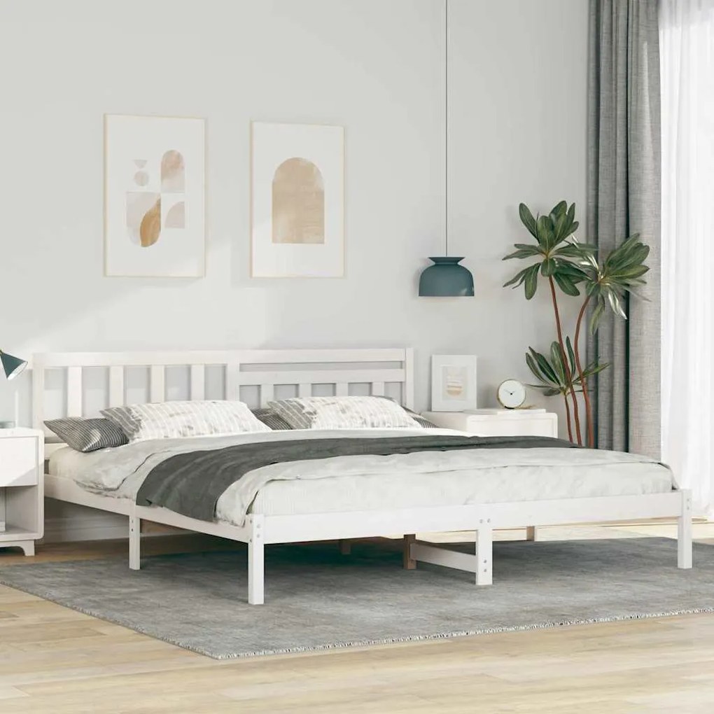 vidaXL Estrutura da Cama com cabeceira Branco 200 x 200 cm