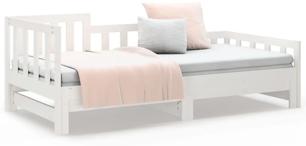 Estrutura sofá-cama de puxar 2x(90x190) cm pinho maciço branco