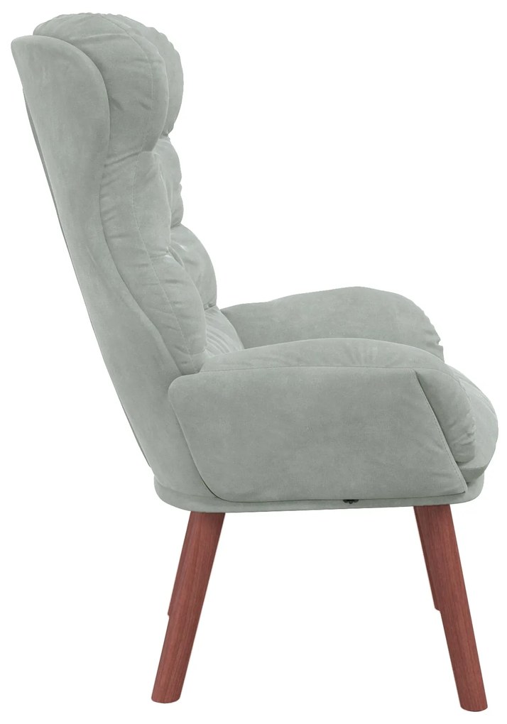 Poltrona Relaxante Veludo Cinza Claro