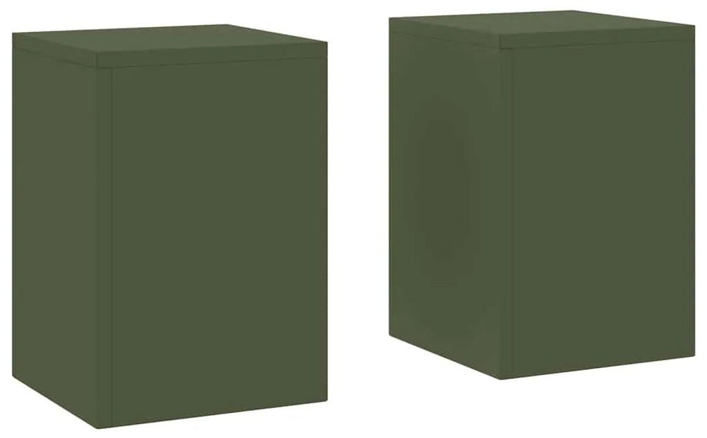 Suportes de Planta para Exterior Pilar 2 pcs Verde Azeitona 24x24x35 c