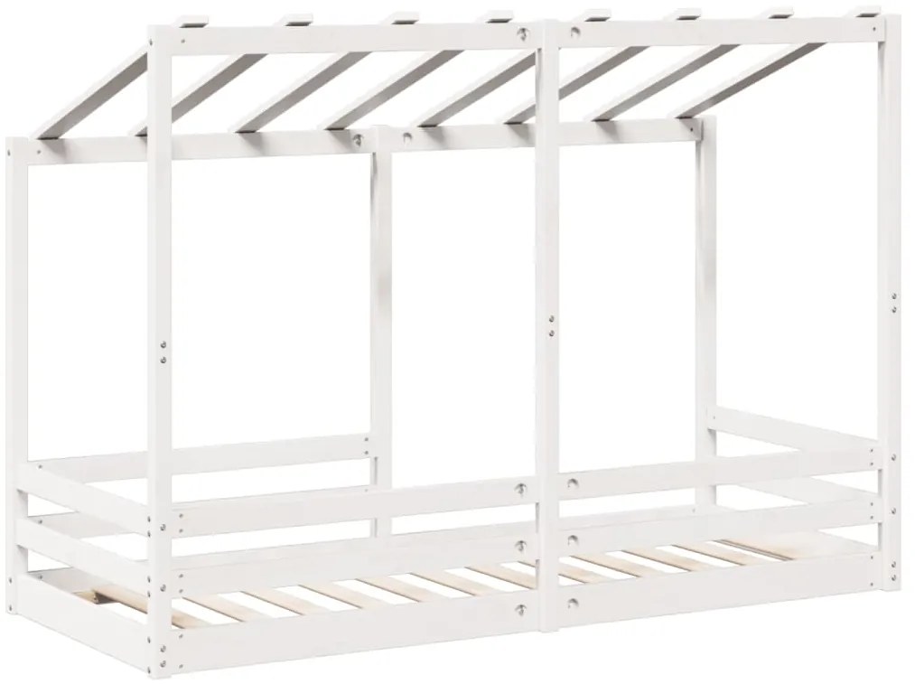 Cama infantil com telhado 90x190 cm pinho maciço branco
