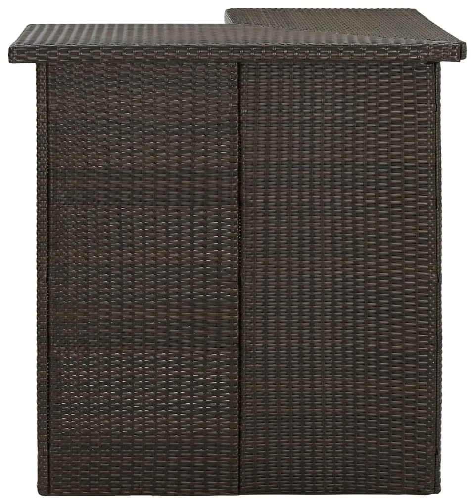 4 pcs conjunto de bar p/ jardim com almofadões vime PE castanho