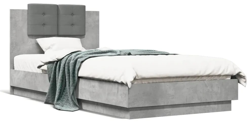 vidaXL Estrutura de cama c/ cabeceira derivados madeira cinza-cimento