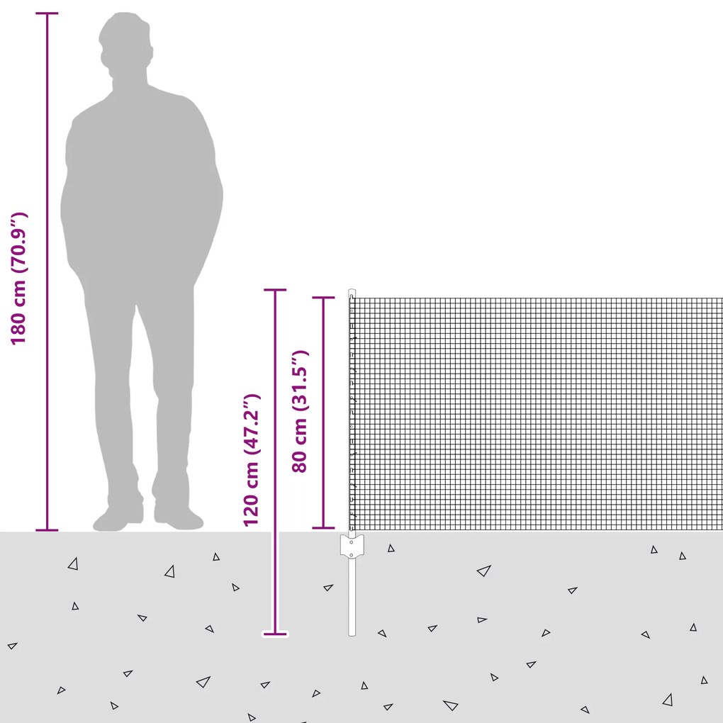 Cerca de Arame Soldado com 5 Postes U Cinza 0.8x10 m Aço