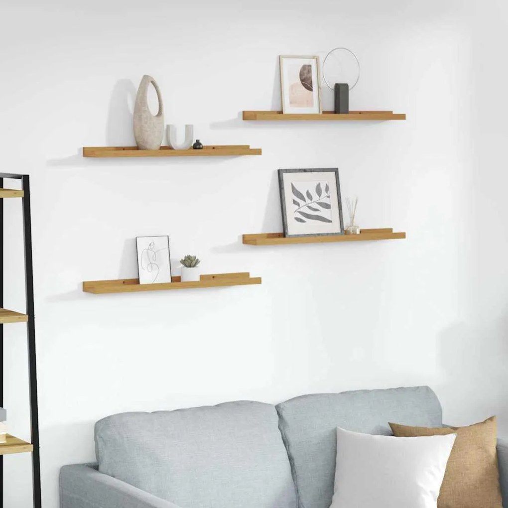 vidaXL Prateleira de Parede com prateleira 4 pcs Bege 60 x 9 x 3 cm