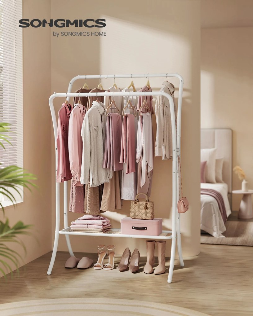 Guarda roupa com 2 varões para roupa em metal 46 x 100 x 155 cm com prateleira branco