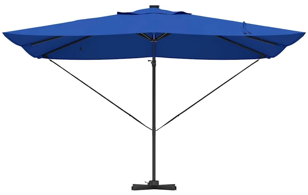 Guarda-sol Cantilever Roma da , com LEDs azuis, medindo 352x251x265 cm