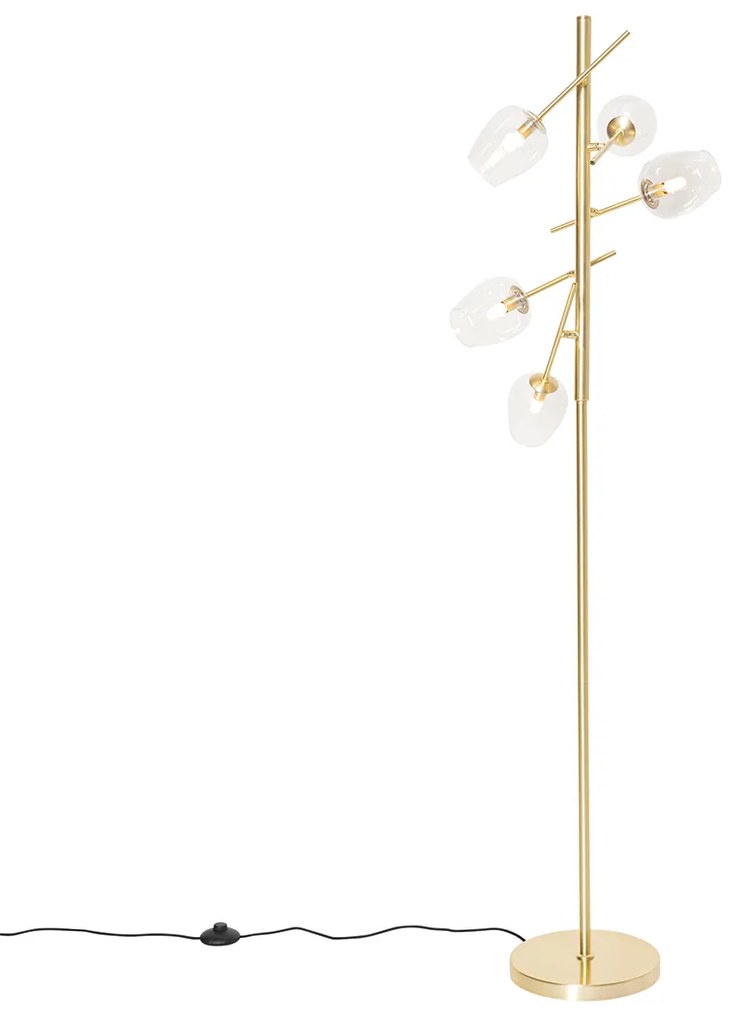 Candeeiro de pé clássico dourado com vidro 5 luzes - Elien