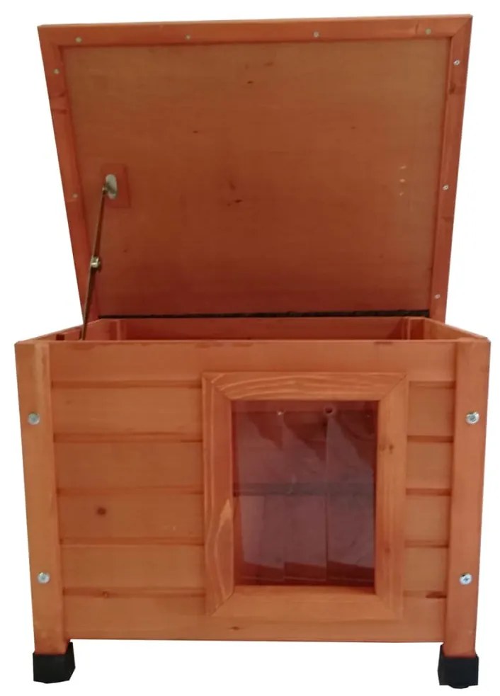 Casa p/ gatos de exterior XL 68,5x54x51,5cm madeira castanho