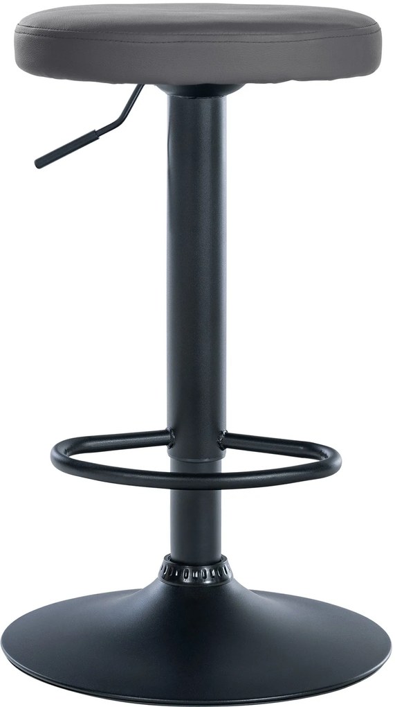 Banco de bar Ponte em couro sintético e com estrutura preta 38,5 x 60-81 x 38,5 cm Cinzento