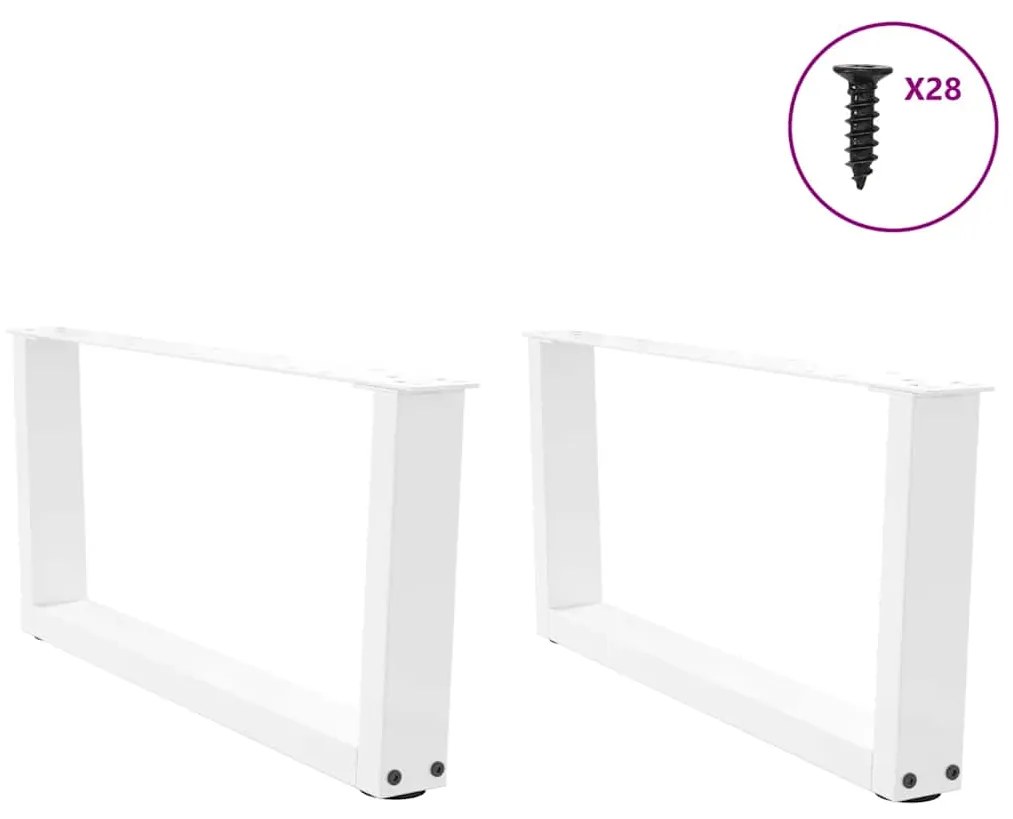 Mesa de jantar pernas 2pcs forma de V 70x(30-31,3)cm aço branco