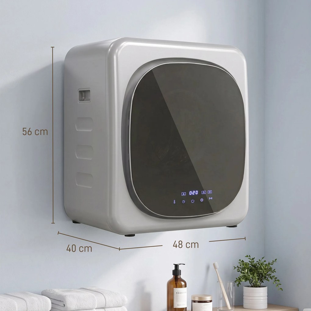 Máquina de Secar Roupa de Exaustão 4 kg 800 W com Ecrã Tátil, Controlo de Tempo e Temperatura, Função Anti-rugas, Prata