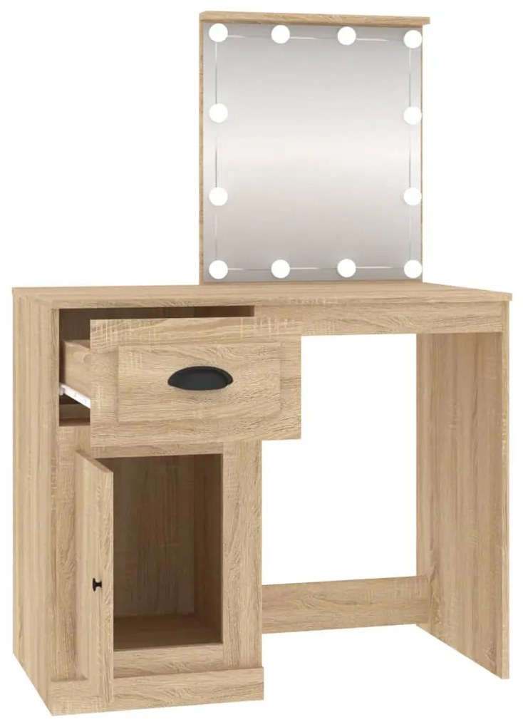 Toucador+luzes LED 90x50x132,5 cm deriv.madeira carvalho sonoma