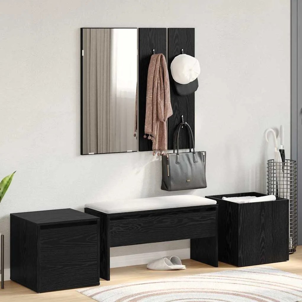 vidaXL Conjunto de móveis de corredor com gaveta 4 pcs Carvalho preto