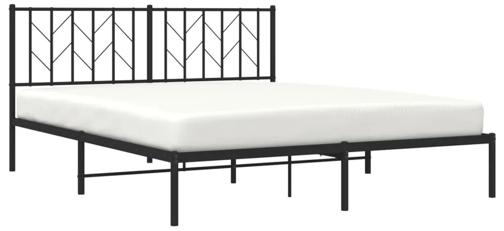 Estrutura de cama com cabeceira 160x200 cm metal preto