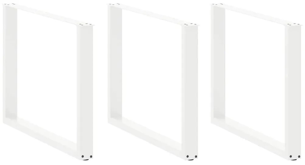 vidaXL Pés de mesa de jantar em forma de U, 3 peças, branco, 100x (72-73) cm, aço
