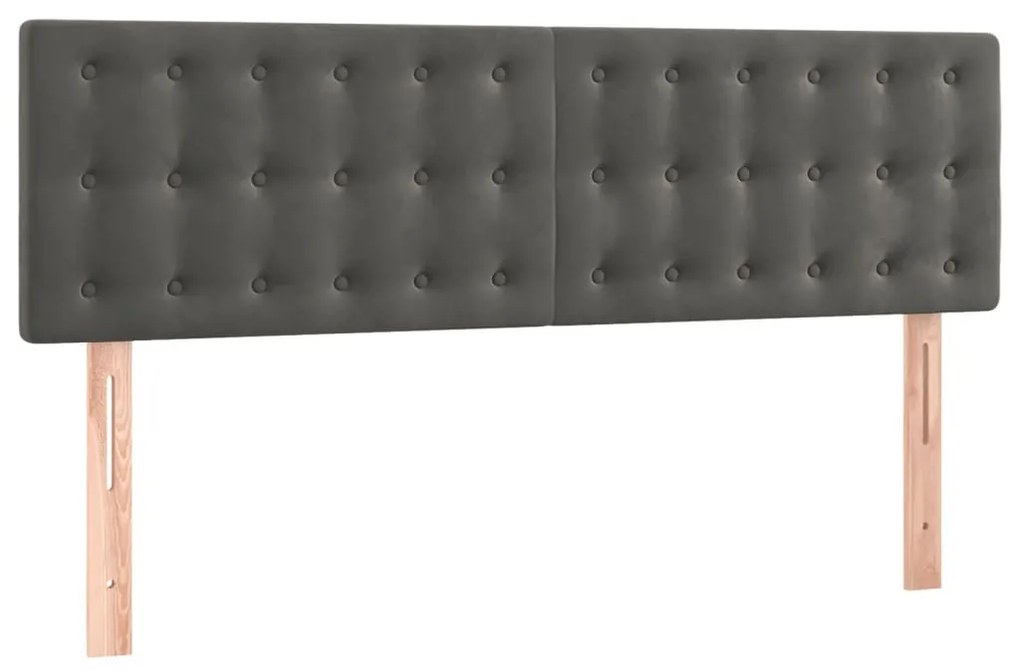 Cama com molas/colchão 140x200 cm veludo cinzento-escuro